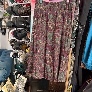 Chic Paisley A-Line Skirt in Burgundy and Teal